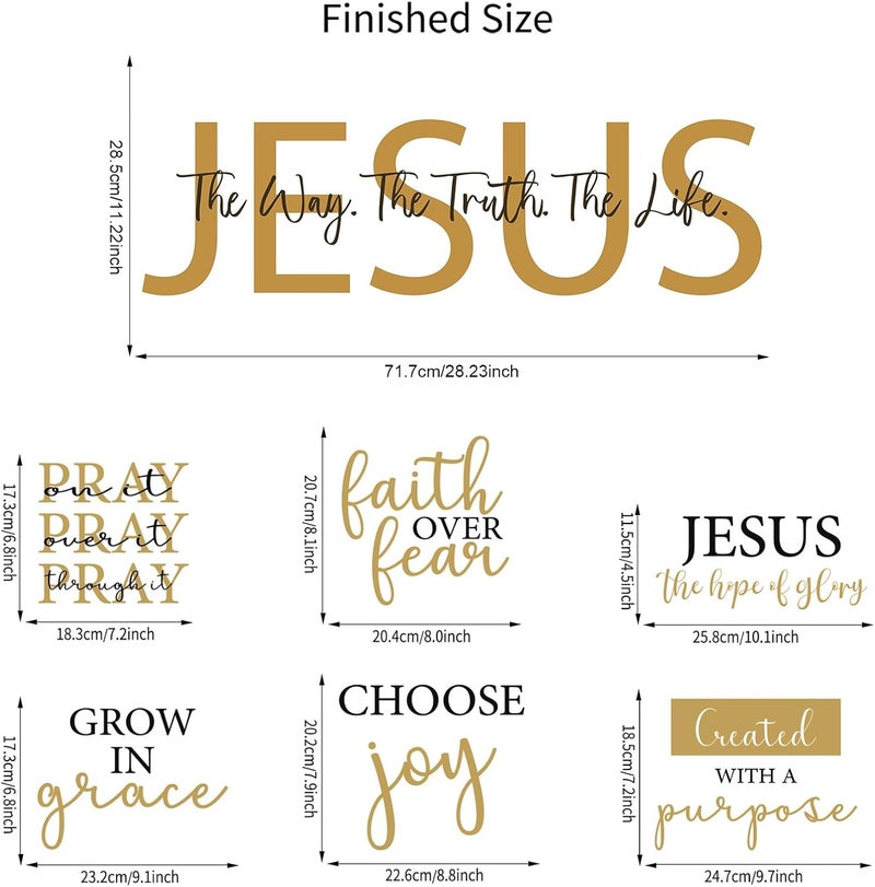BBTO Bible Verse Wall Stickers Inspirational Quote Wall Decals Religious Motivational Scripture Sticker Peel and Stick for Bedroom Living Room Office Bathroom(Faith Over Fear) - Image 2